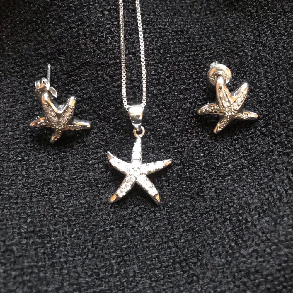 Gorgeous sterling silver CZ necklace and earrings